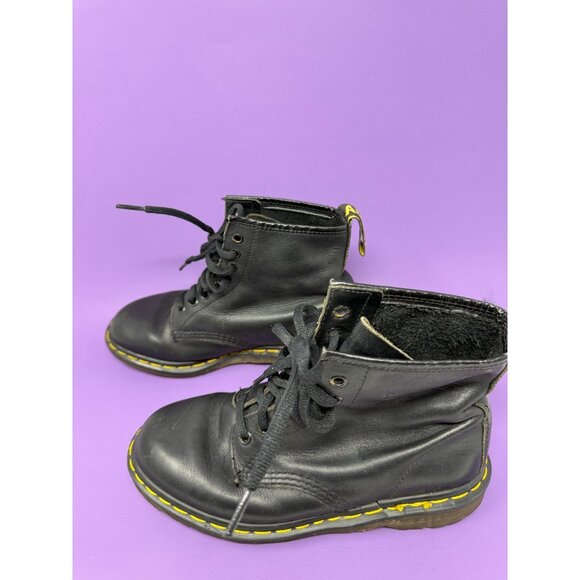 Vtg Dr Doc Martens Black Leather Boots 1460 Womens 6 Made In England - Picture 5 of 7